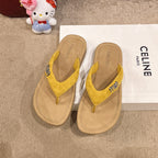 Damen modische Flip-Flops mit funkelndem Riemen und weichem Fußbett EB