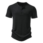 Herren Kurzarm-Henley-Shirt mit strukturiertem Design