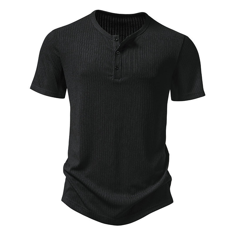 Herren Kurzarm-Henley-Shirt mit strukturiertem Design