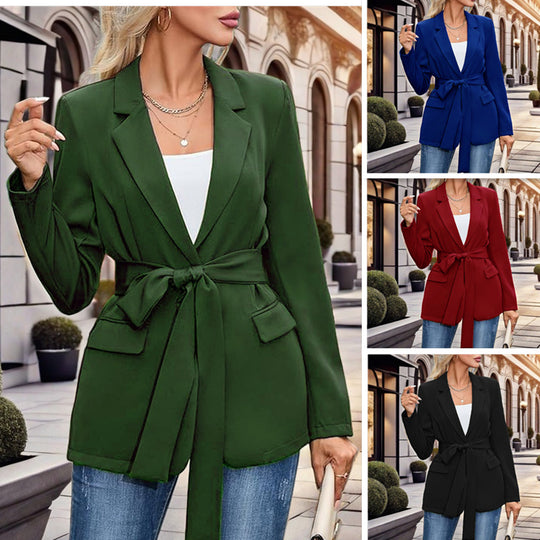 Damen eleganter Blazer mit tailliertem Schnitt und Gürtel R&B