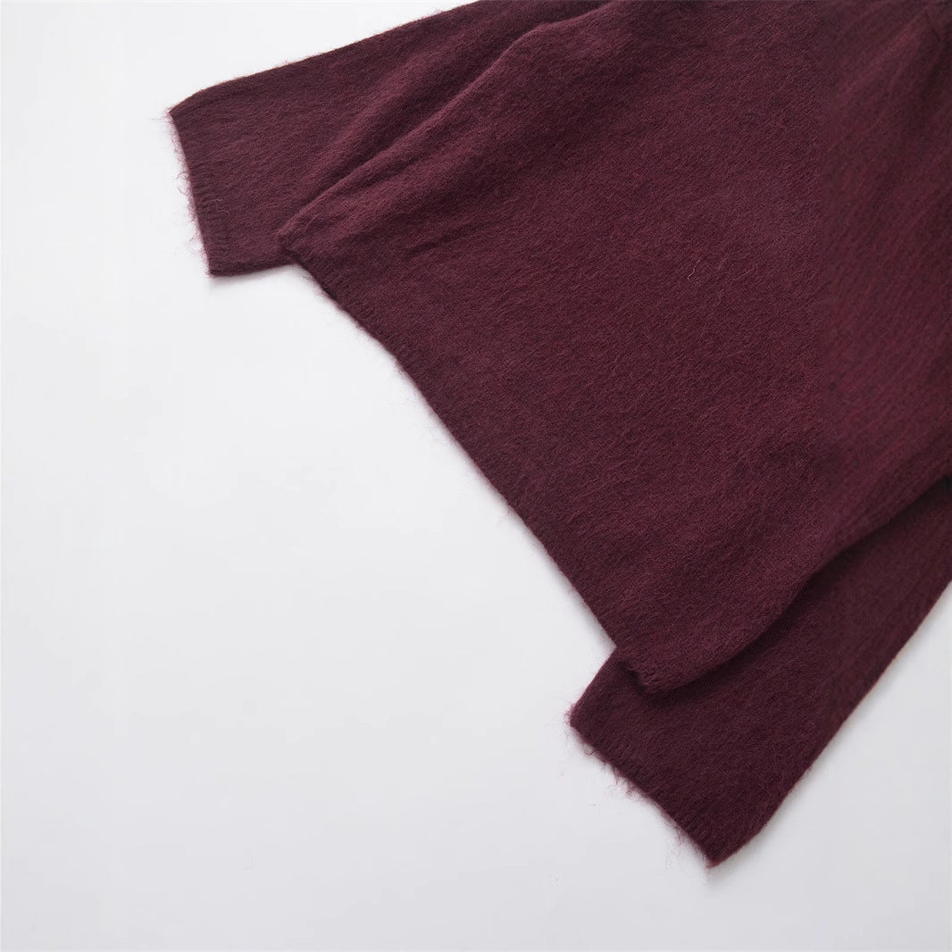 Damen Grobstrickpullover mit lässigem Schnitt und weitem Rundhalsausschnitt R&B