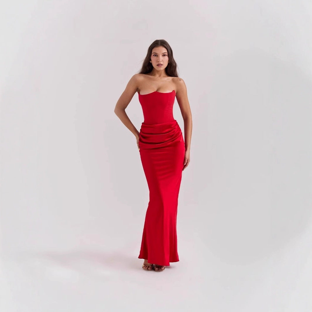 Damen Figurumspielendes Maxikleid mit raffinierter Raffung R&B
