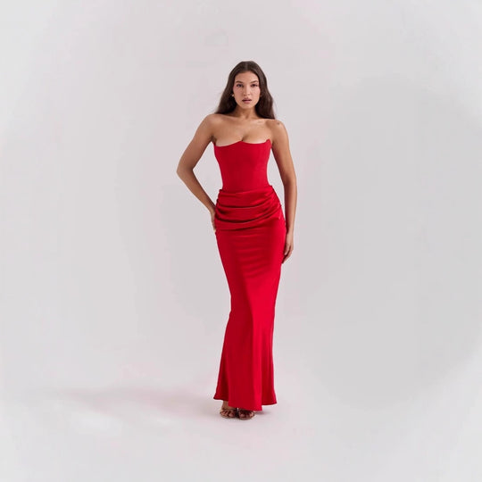 Damen Figurumspielendes Maxikleid mit raffinierter Raffung R&B