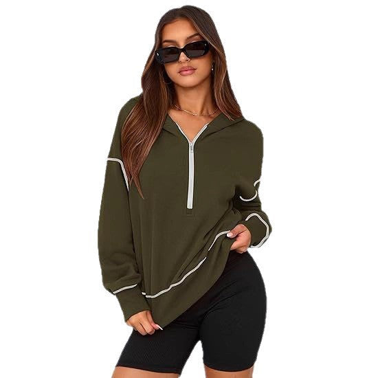Damen Modischer Kapuzenpullover mit durchgehendem Reißverschluss R&B