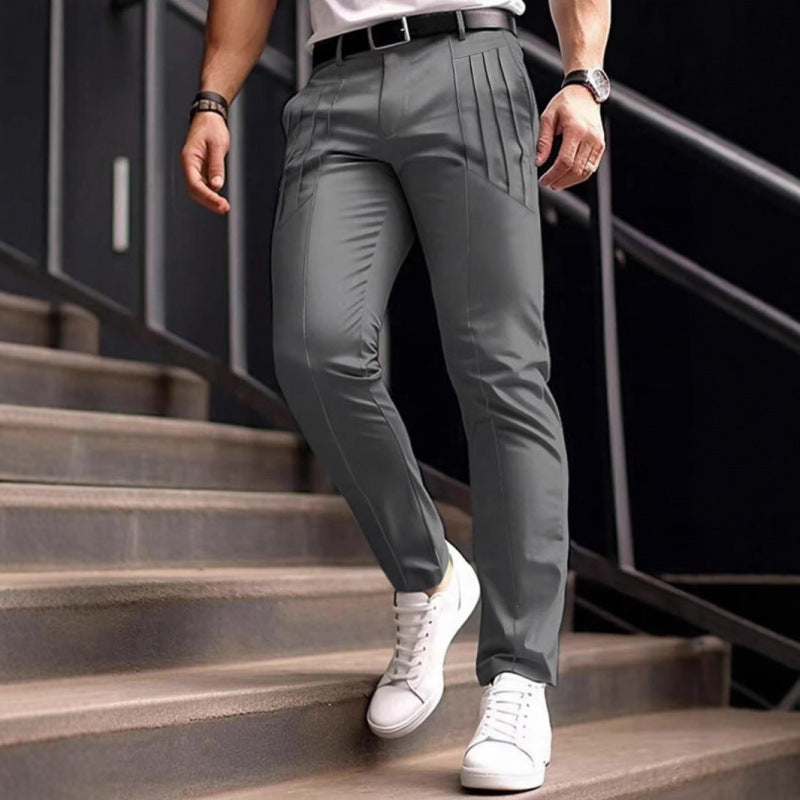 Herren stylische Slim-Fit Anzughose mit plissiertem Design R&B