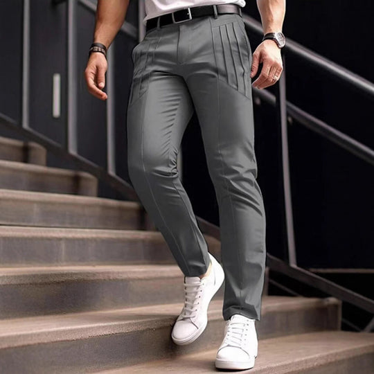 Herren stylische Slim-Fit Anzughose mit plissiertem Design R&B