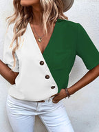 Damen Bluse mit asymmetrischem Design und modischen Knopfdetails R&B