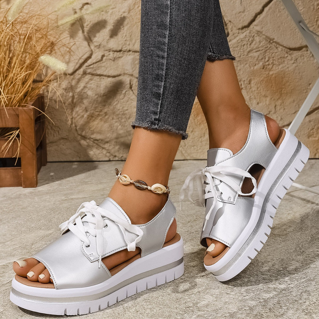 Damen sportliche Plateau-Sandalen mit atmungsaktivem Obermaterial und modischem Design R&B