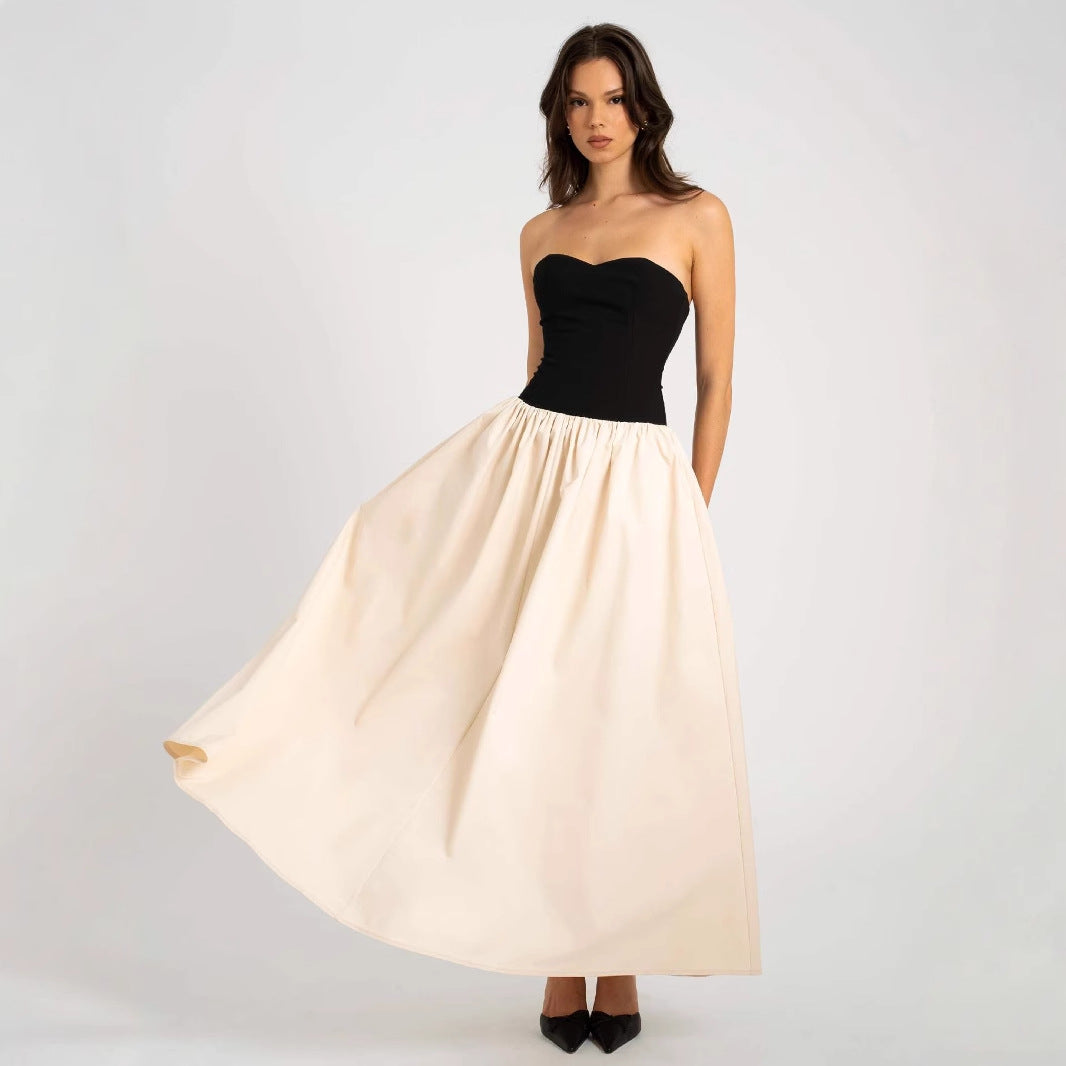 Damen Elegantes Maxikleid mit herzförmigem Ausschnitt und geschmeidigem Rock R&B