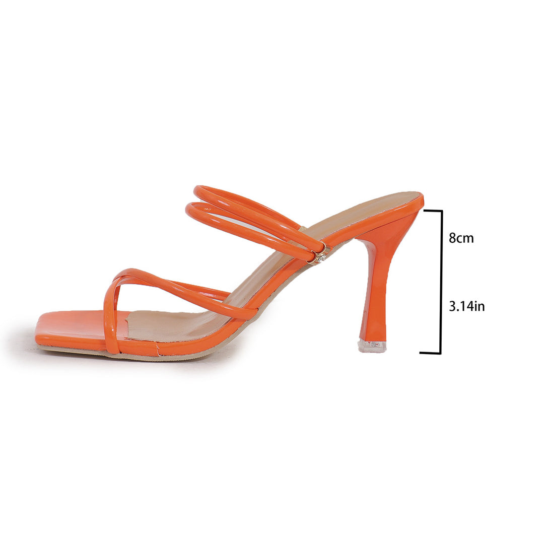 Damen nan elegante Schlüpf-Mule mit schmalen Lackriemchen, quadratischer Zehenpartie und hohem Stilettoabsatz R&B