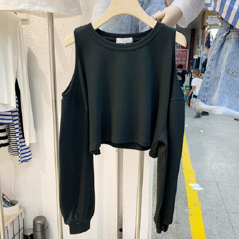 Damen lässiges Crop-Top mit langen Ärmeln R&B