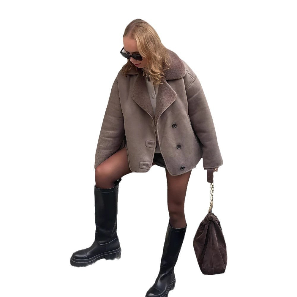 Damen Oversized Kunstlederjacke mit Schalengeschnitt R&B