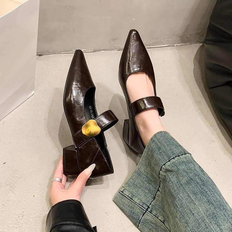 Damen Elegante Slipper mit dekorativem Riemchen und modischem Absatz R&B