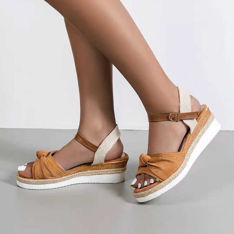 Damen Wedge-Sandaletten mit eleganter Schleifenapplikation und komfortablem Fußbett R&B