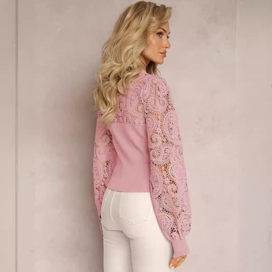 Damen Strickoberteil mit eleganten Häkelelementen R&B
