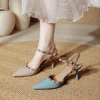 Damen stilvolle Slingback-Pumps mit dekorativen Nieten