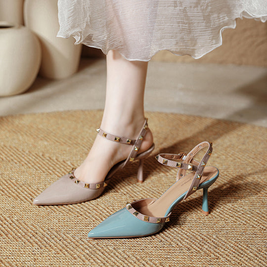 Damen stilvolle Slingback-Pumps mit dekorativen Nieten R&B