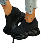 Damen Sneakers mit bequemem Stretch-Obermaterial und dämpfendem Plateau R&B