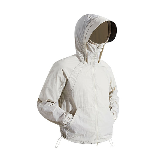 Unisex nan leichte wind- und wasserabweisende Kapuzenjacke mit verstellbarem Saum und Packsack R&B