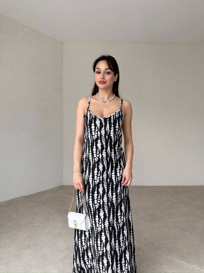 Damen Maxikleid mit feinem Blockstreifenmuster R&B