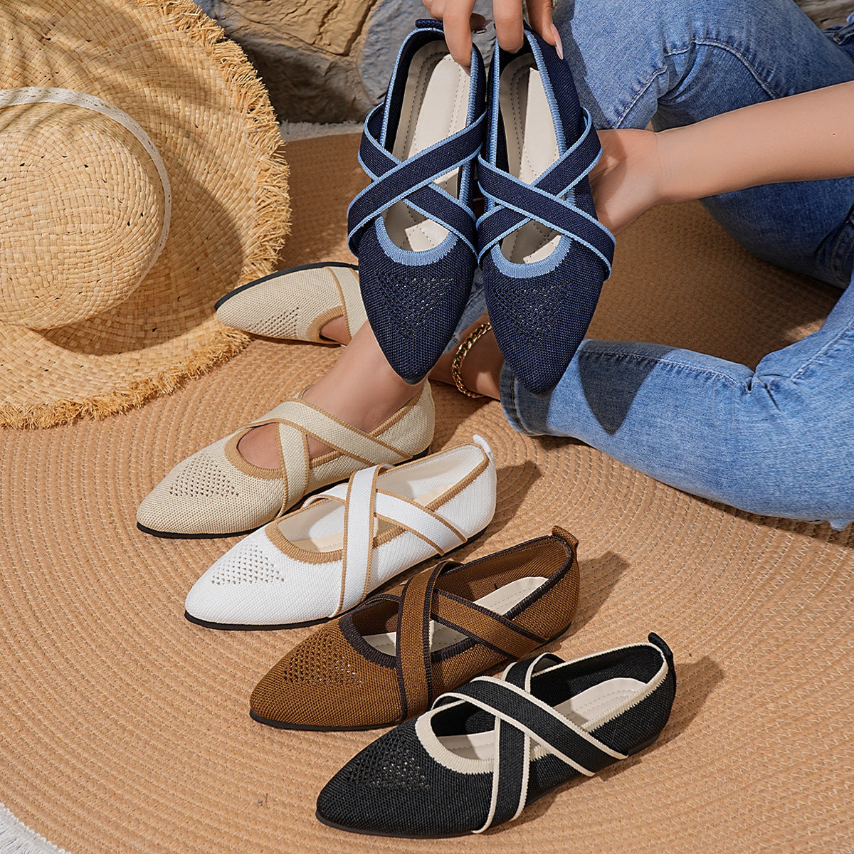 Damen Spitzenschuhe mit gekreuztem Riemendesign und atmungsaktivem Obermaterial R&B
