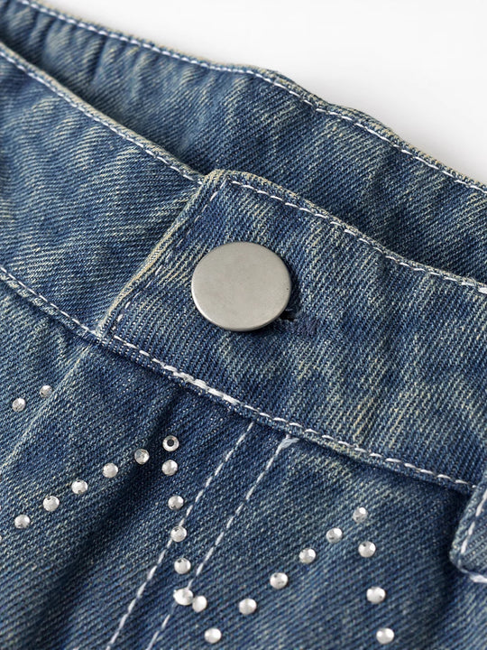Damen High-Waist Jeans im modernen Karomuster R&B