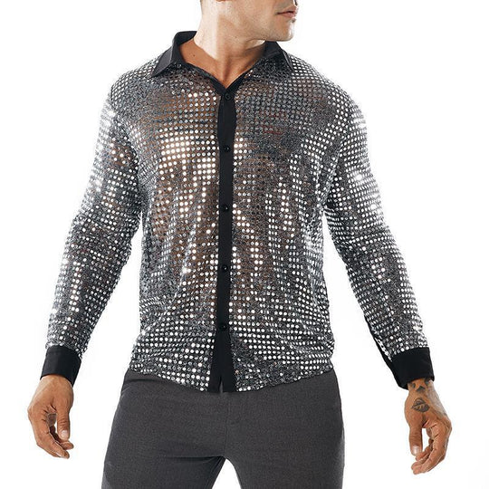 Herren Glänzendes Partshirt mit Strassmotiven R&B