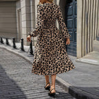 Damen Midi-Kleid mit Wickeloptik und Tiermotiv R&B