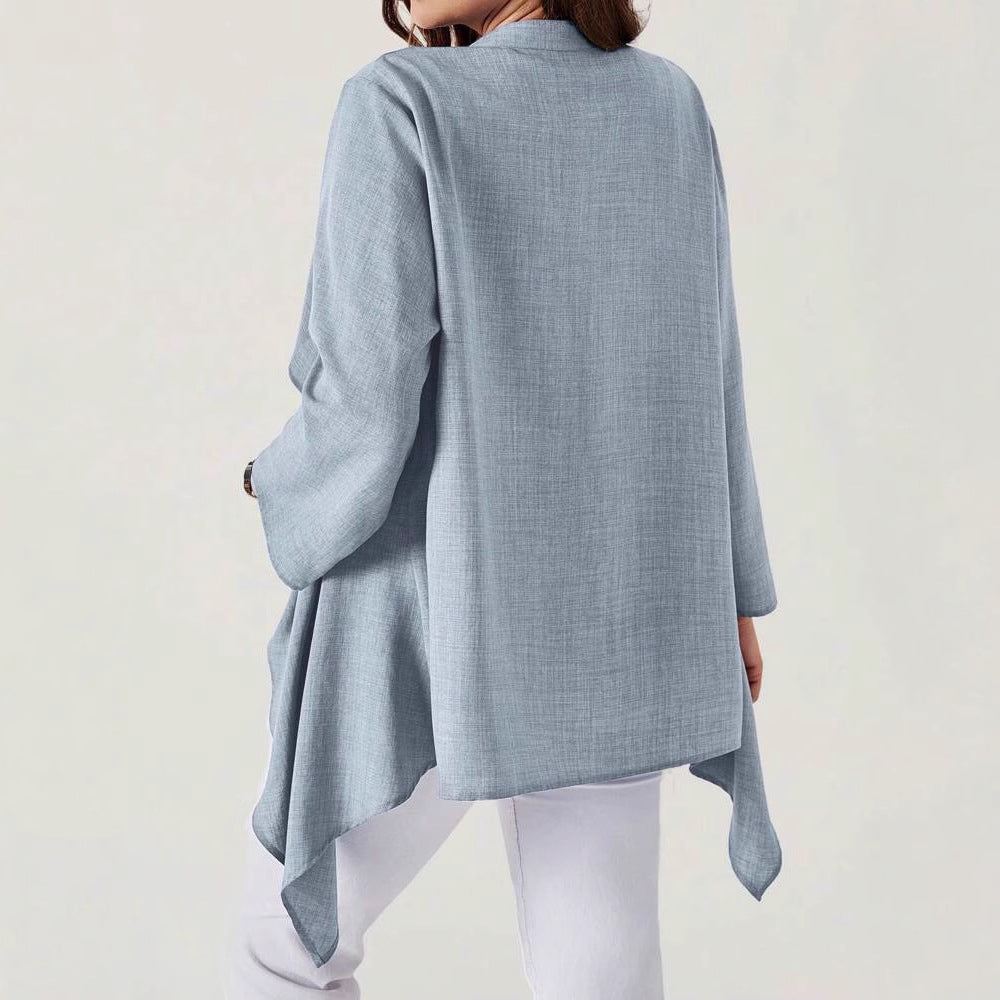 Damen lässige lange Jacke mit asymmetrischem Schnitt R&B