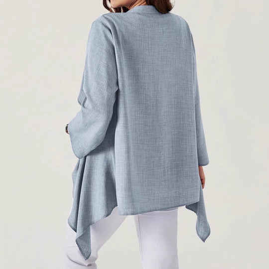 Damen lässige lange Jacke mit asymmetrischem Schnitt R&B