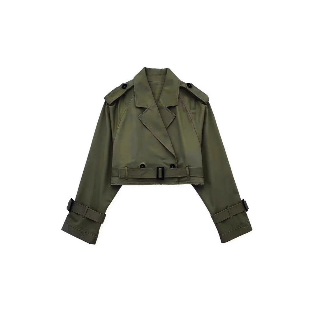 Damen moderne cropped Trenchjacke R&B