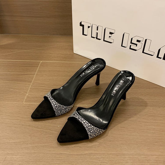 Damen elegante Slingback-Pumps mit Tierfell-Design und Strassverzierung R&B