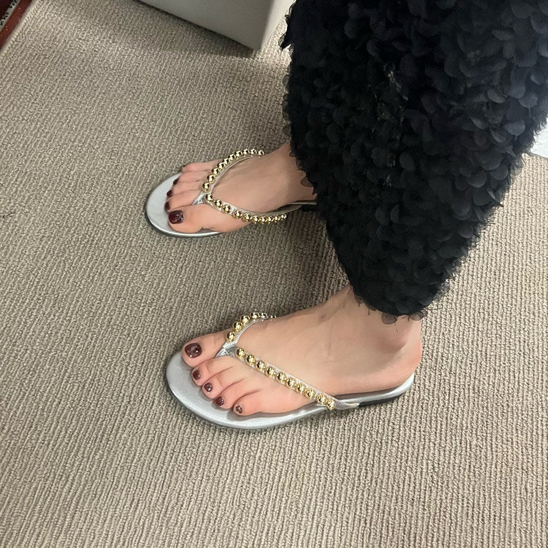 Damen Zehentrenner-Sandalen mit dekorativem Kettendetail R&B