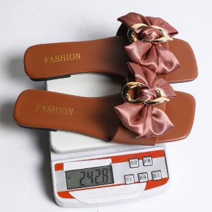 Damen Modische Slide-Sandalen mit glänzendem Schleifen-Detail R&B