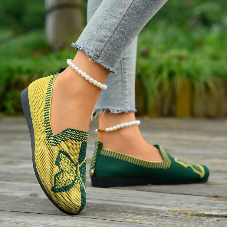 Damen bequeme und atmungsaktive Ballerinas mit floralem Design R&B