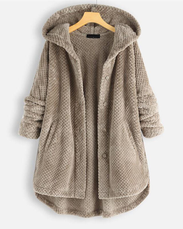 R&B | Abgerundeter Saum Kapuzen Sweatshirtjacke