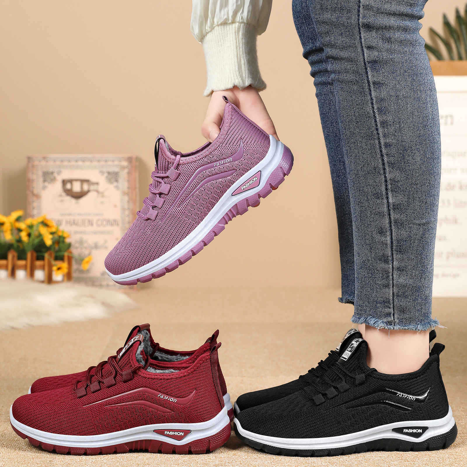 Damen komfortable und atmungsaktive Sneakers R&B