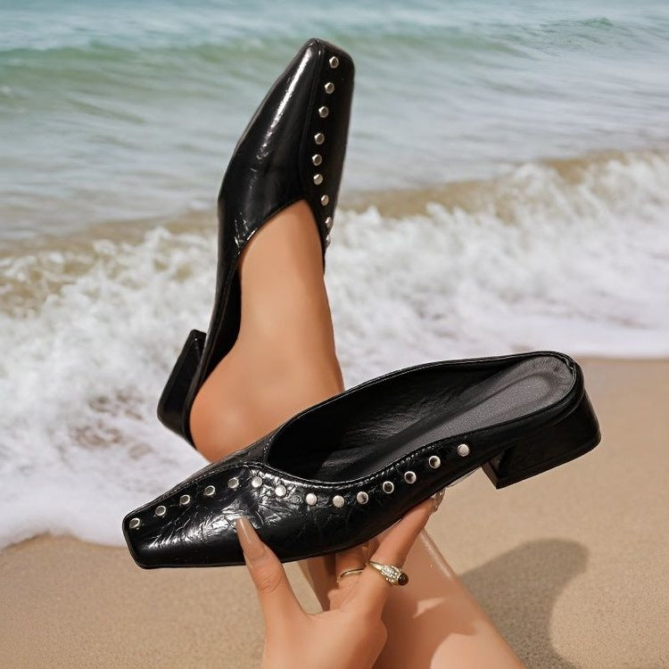 Damen Mules mit modischem Riemendesign und eleganten Schmuckdetails R&B