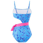 Damen Einteiler Badeanzug mit asymmetrischem Schnitt und farbenfrohem Wickelrock R&B