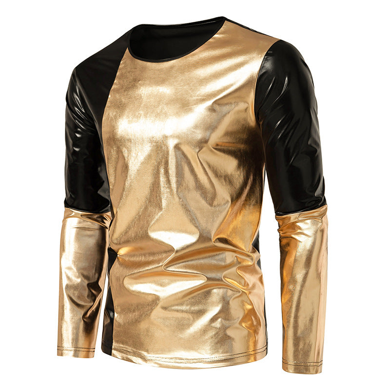 Herren Langarm T-Shirt mit glänzender Oberfläche R&B