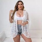 Damen Eleganter Spitzen-Strandüberwurf R&B