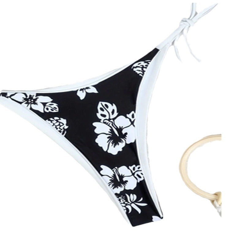 Damen Triangel-Bikini mit floralem Design und elastischen BindR&Bändern R&B