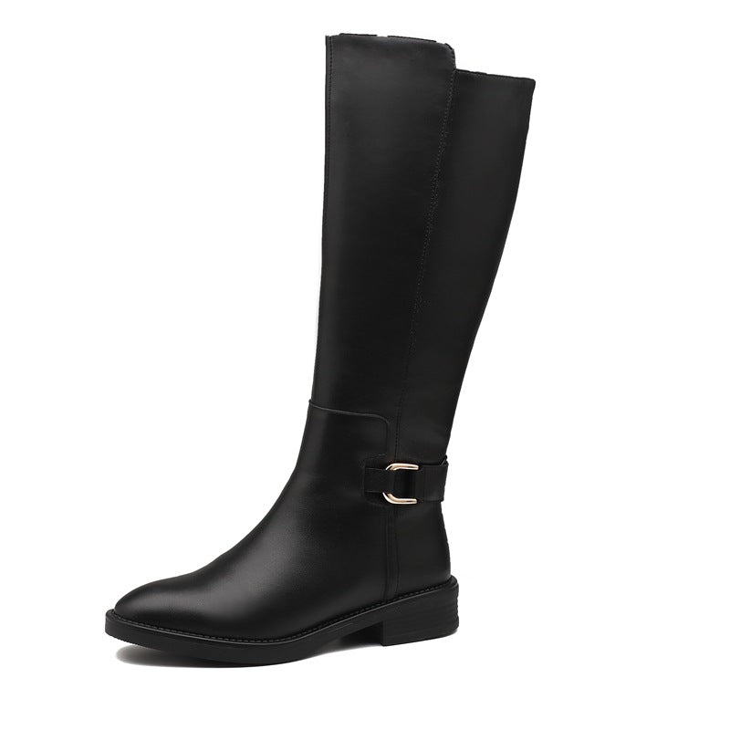 Damen klassische Stiefel mit modischen Schnallen und komfortabler Sohle R&B