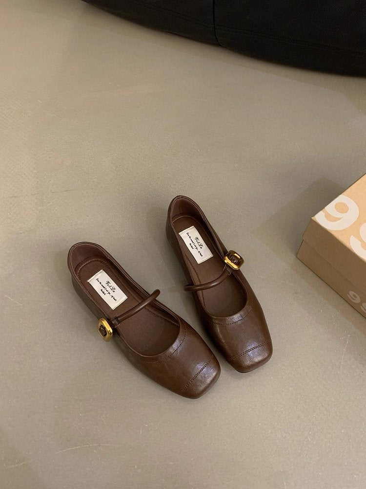 Damen elegante Ballerinas mit modischem Riemchen und stabiler Sohle R&B