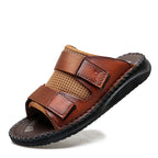 Herren Atmungsaktive Leder-Sandalen mit verstellbarem Klettverschluss R&B