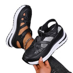 Damen bequeme Riemensandalen mit gepolsterter Laufsohle und verstellbaren Riemen EB