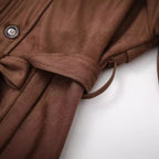 Damen elegante Suede Trenchcoat R&B