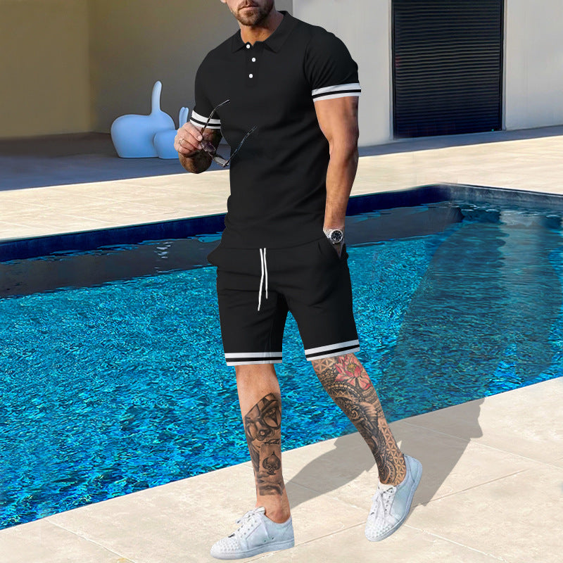 Herren sportliches Polo-Shirt und Shorts Set mit modernem Schnitt