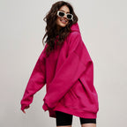 Damen Bequemer oversized Kapuzenpullover mit Kängurutasche R&B