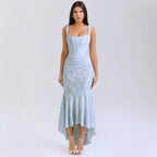 Damen Elegantes Maxikleid mit raffinierten Rüschen und schmeichelndem Schnitt R&B